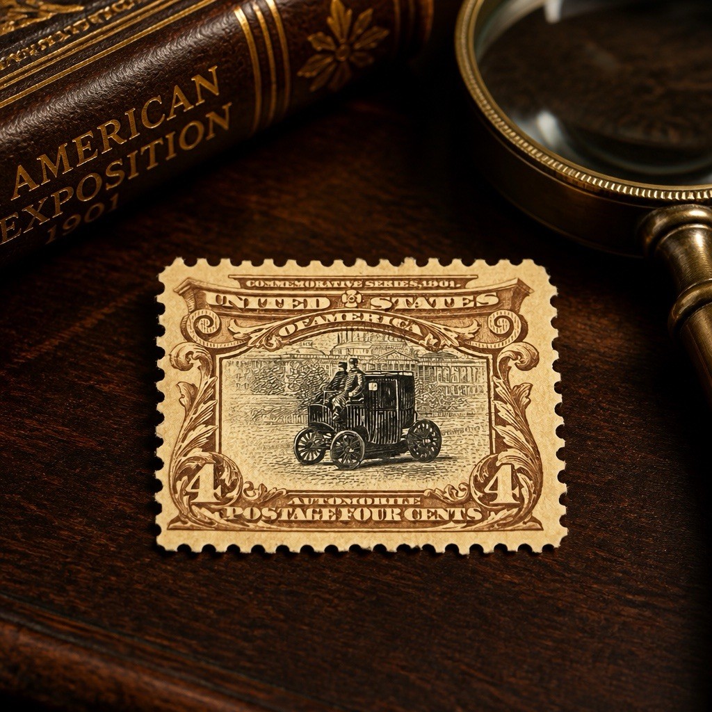 1901 U.S. Stamps Scott #296 four cent Pan American Mint Hinged -OG #3664 1901 U.S. Stamps Scott #296 four cent Pan American Mint Hinged -OG #3664