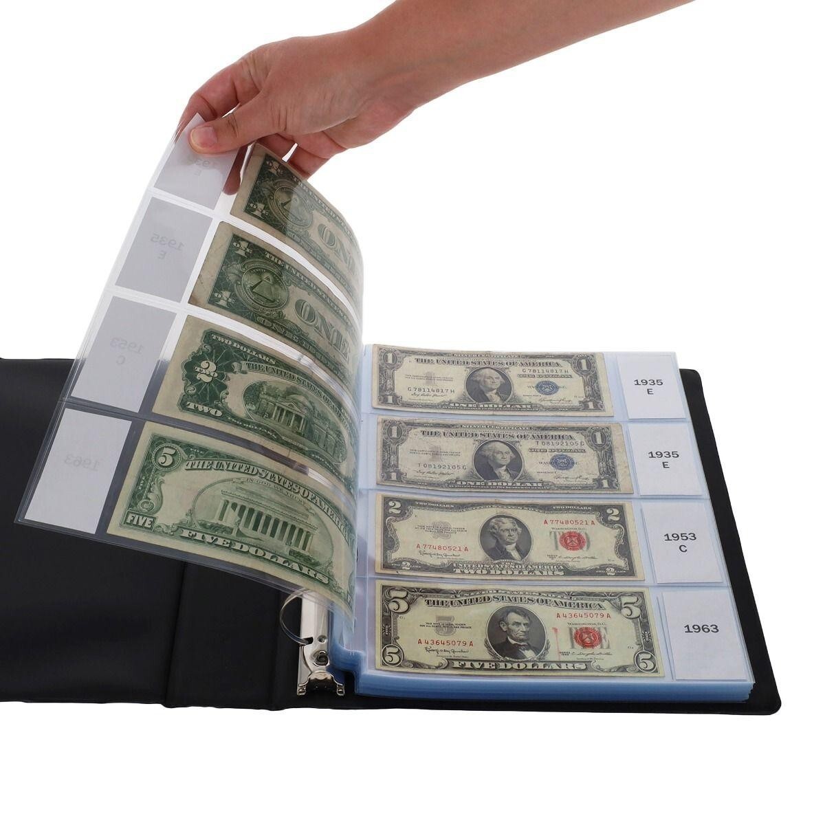 Modern Currency Album Pages PVC Free 100 4 Pocket Sheets Clear BCW Laser 3 Holes