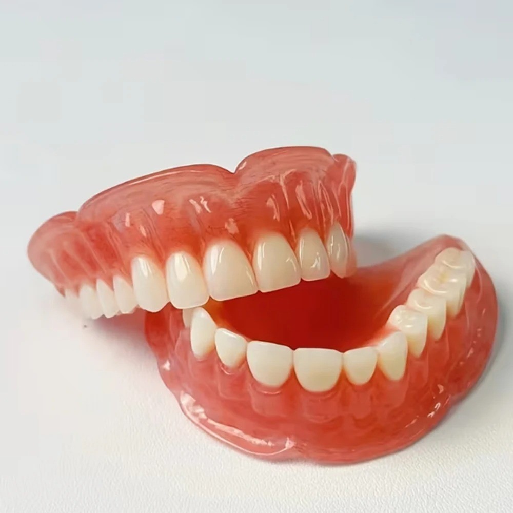 Upper & Lower Full Mouth Silicone Dentures, Lifelike Fake Teeth, Ideal for Daily