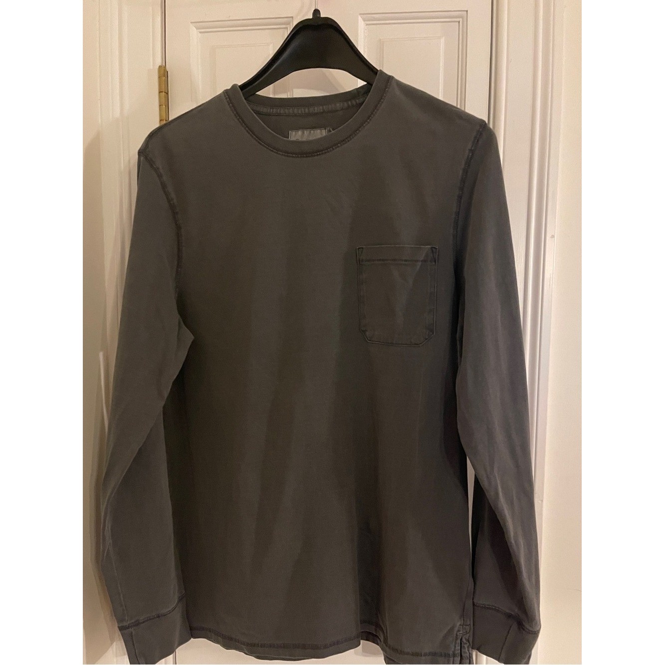 Goodfellow & Co Mens Long-Sleeve Pocket Tee Charcoal Gray Large