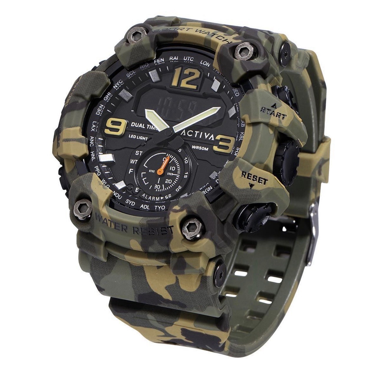 Activa X Invicta BlackOps Digital Men\'s Watch - 56mm, Camo Green (ACW1637-004)