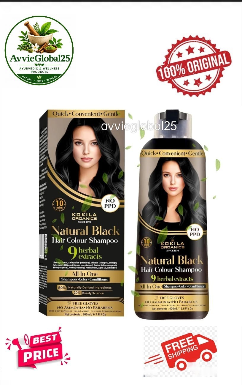Kokila No PPD Shampoo Hair Colour Black 400ml Men Women 10 Min Gloves fastship