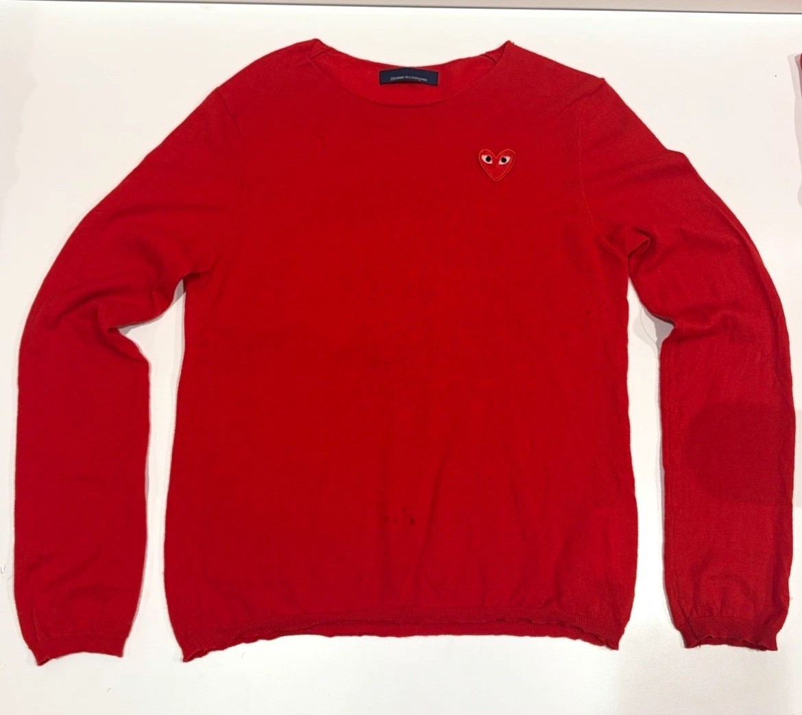 Rare Japan Comme des Garcons Men’s Red Cashmere Knit Crewneck Pullover Sweater M Rare Japan Comme des Garcons Men’s Red Cashmere Knit Crewneck Pullover Sweater M