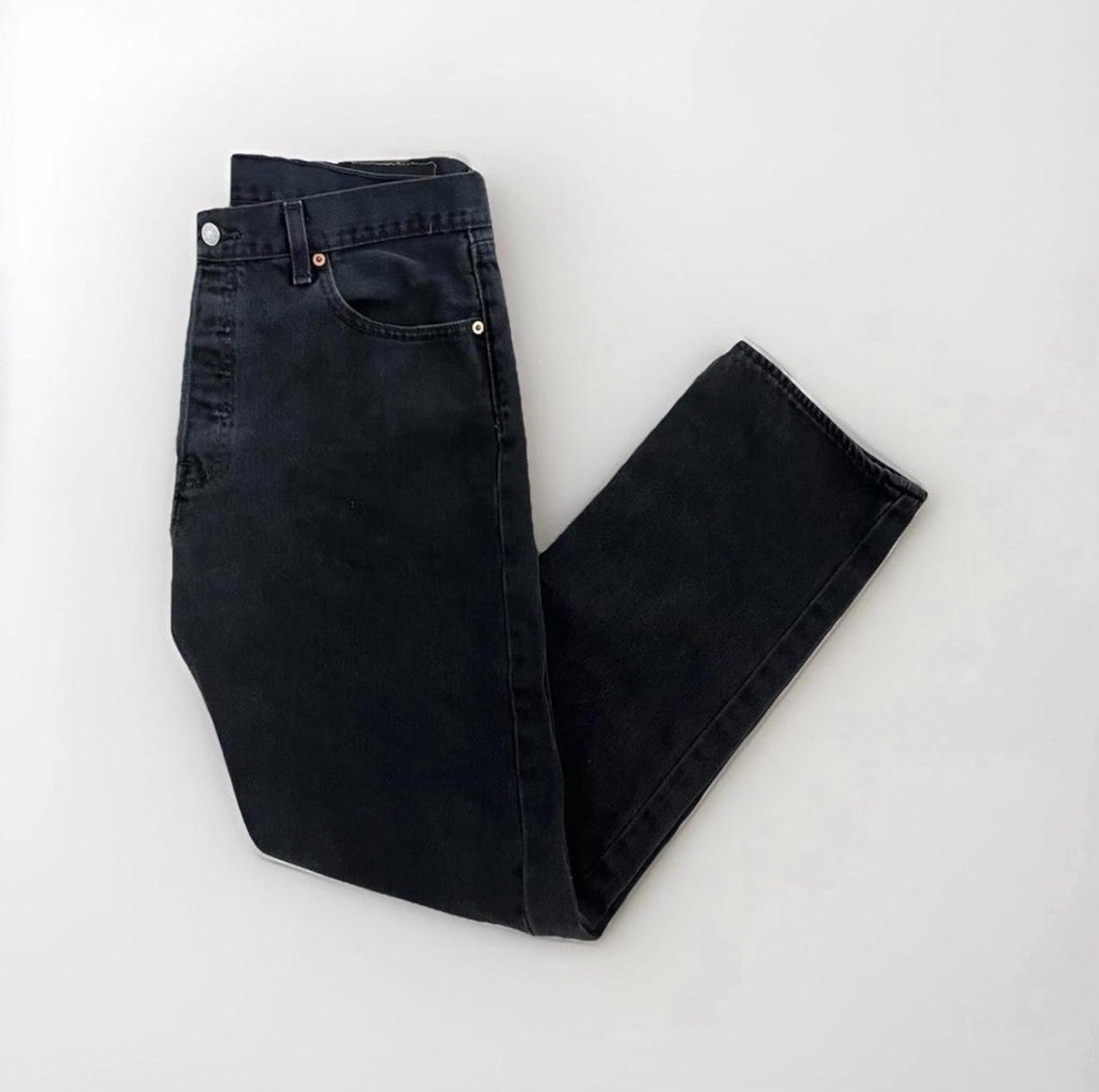 Vintage Levis 501 Jeans Mens 34x31 Black Fade Button Fly Straight Leg 90s Denim 