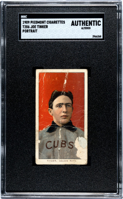 1909 T206 Joe Tinker Portrait SGC Authentic 150 / 25 HOF Baseball Card