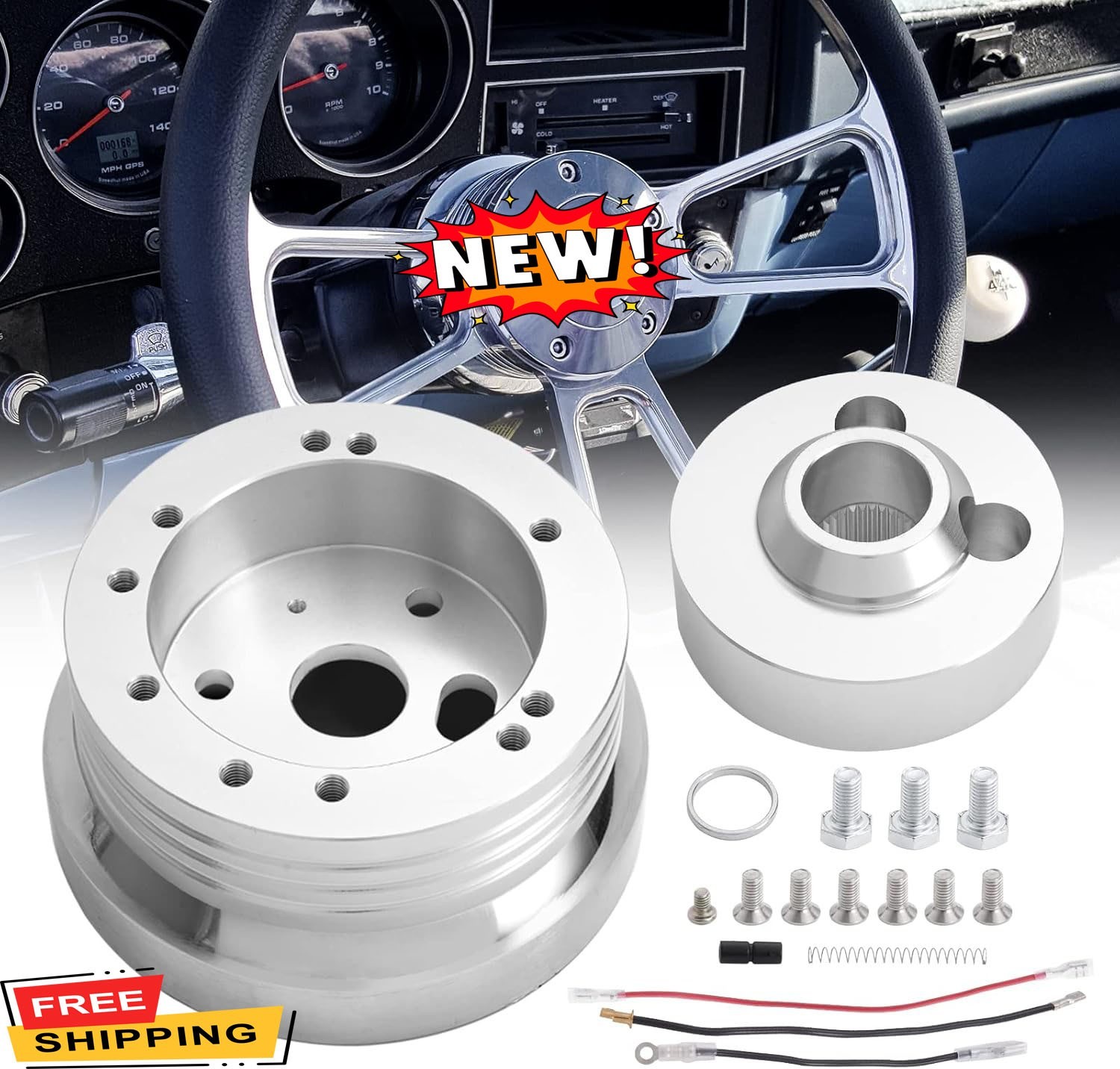 Adaptador de buje de volante de aluminio mecanizado de 5 y 6 orificios, compatib