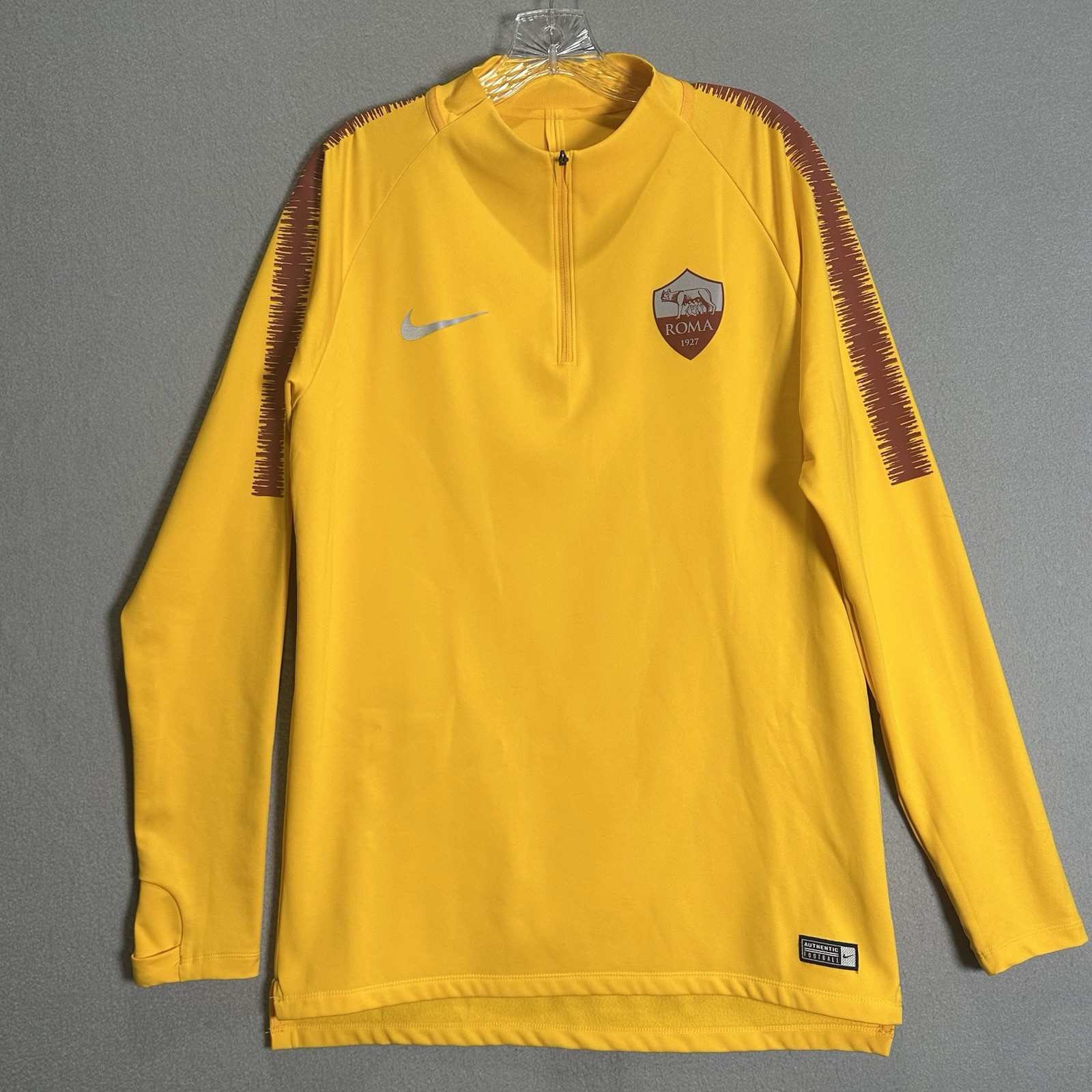 Nike A.S. Roma 1/4 Zip Training Drill Top Size L Gold Yellow Football Soccer