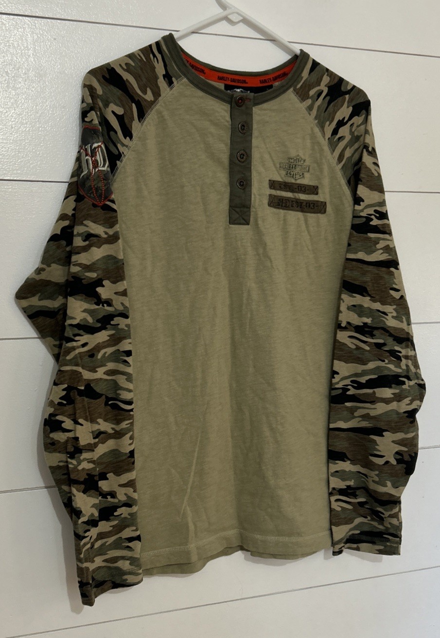 Harley Davidson Long Sleeve Tee T Shirt Large Camo Harley Davidson Long Sleeve Tee T Shirt Large Camo