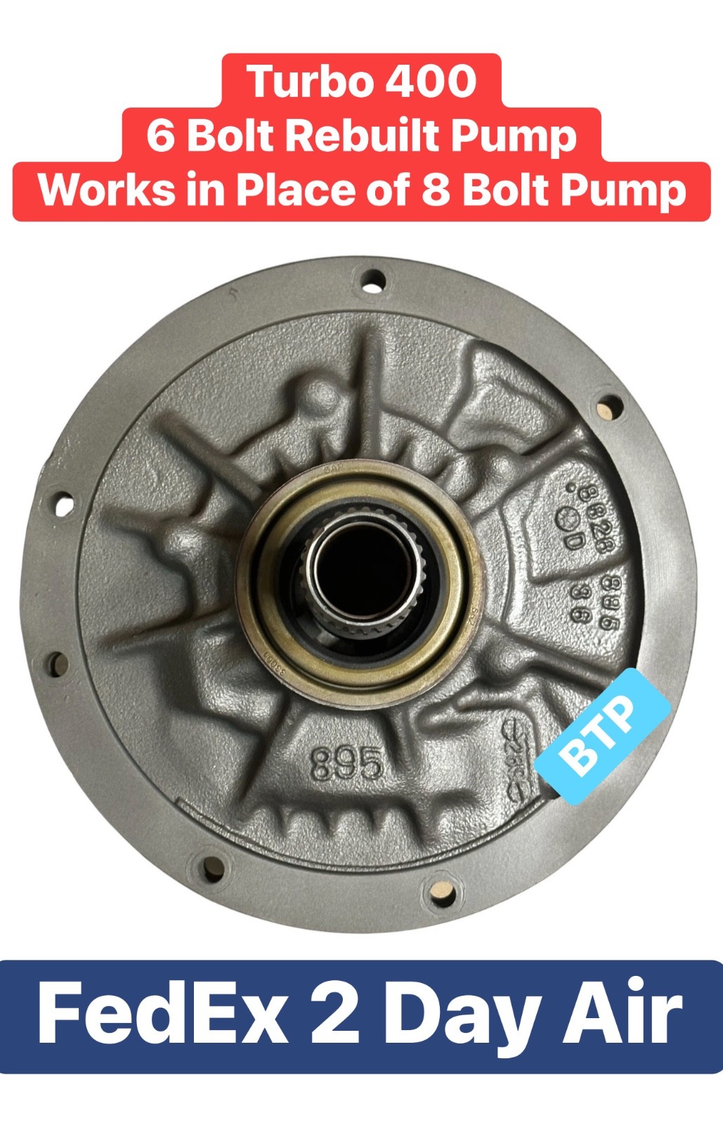 Turbo 400 TH400 Transmission Pump REBUILT 6 Bolt works in place of 8 bolt Turbo 400 TH400 Transmission Pump REBUILT 6 Bolt works in place of 8 bolt