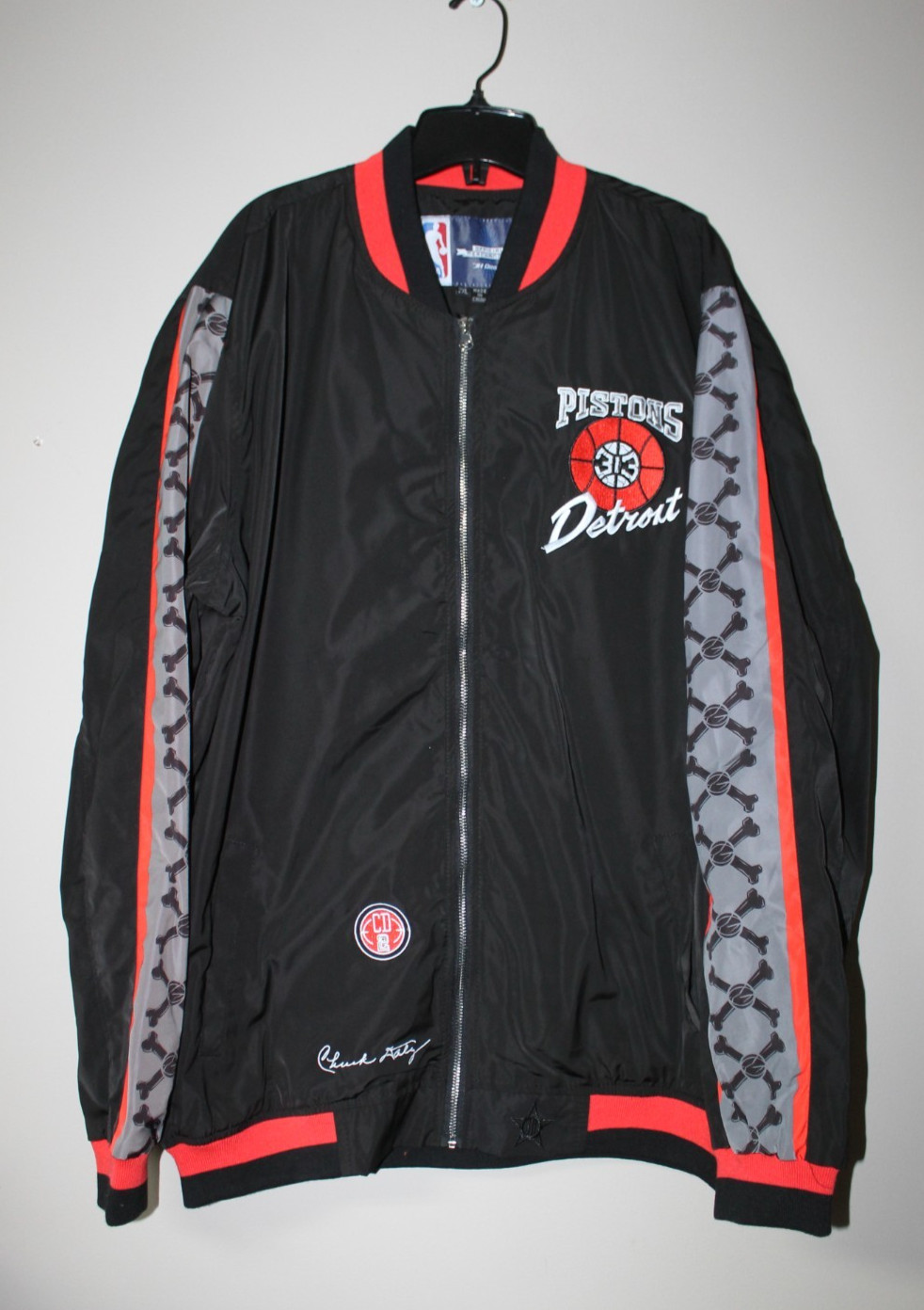 New NBA Detroit Pistons City Edition nylon zip up jacket men\'s XXL slim fit