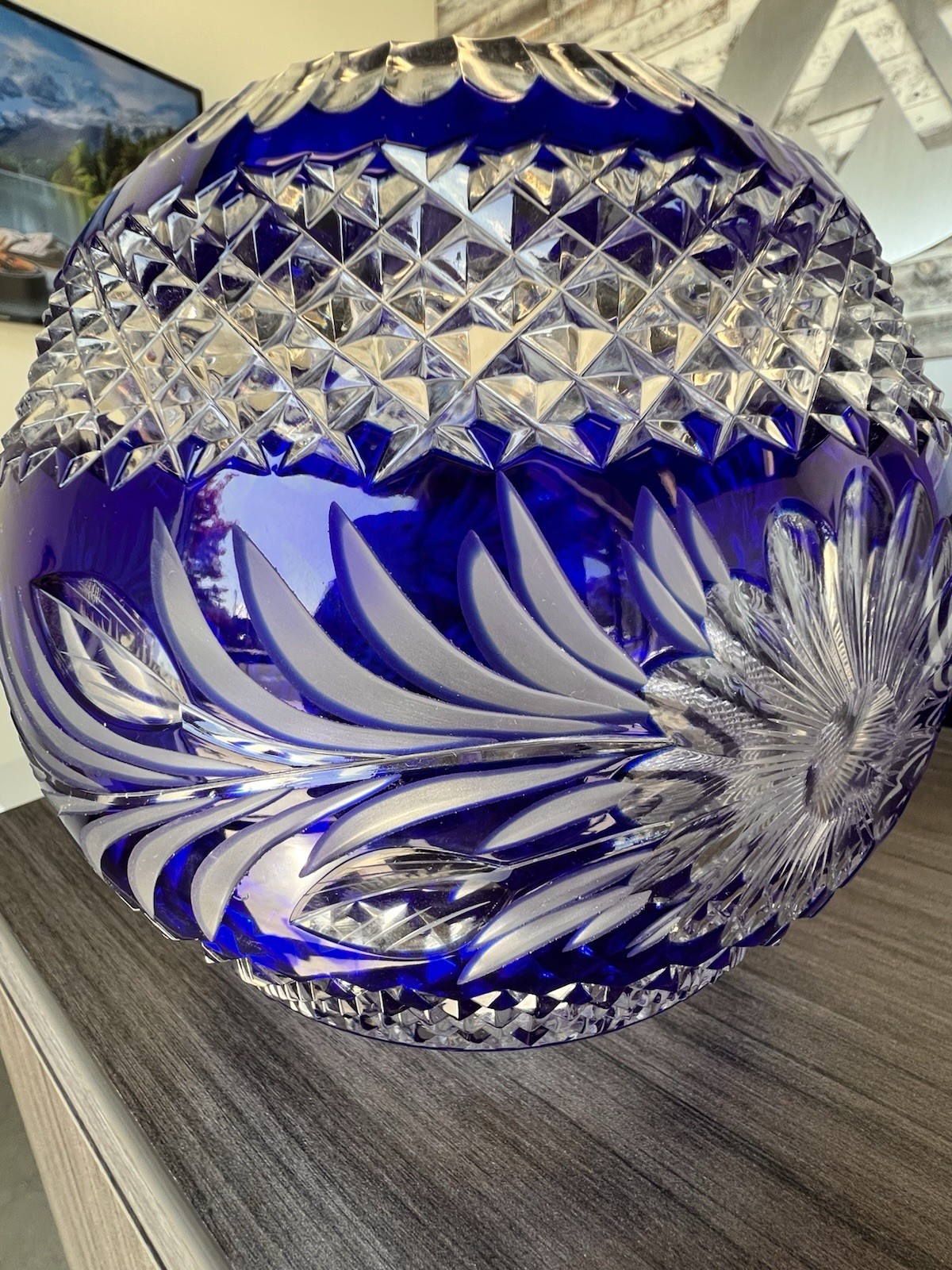 RARE & STUNNING Imperlux Cobalt Blue Lead Crystal Rose Bowl. See Description RARE & STUNNING Imperlux Cobalt Blue Lead Crystal Rose Bowl. See Description