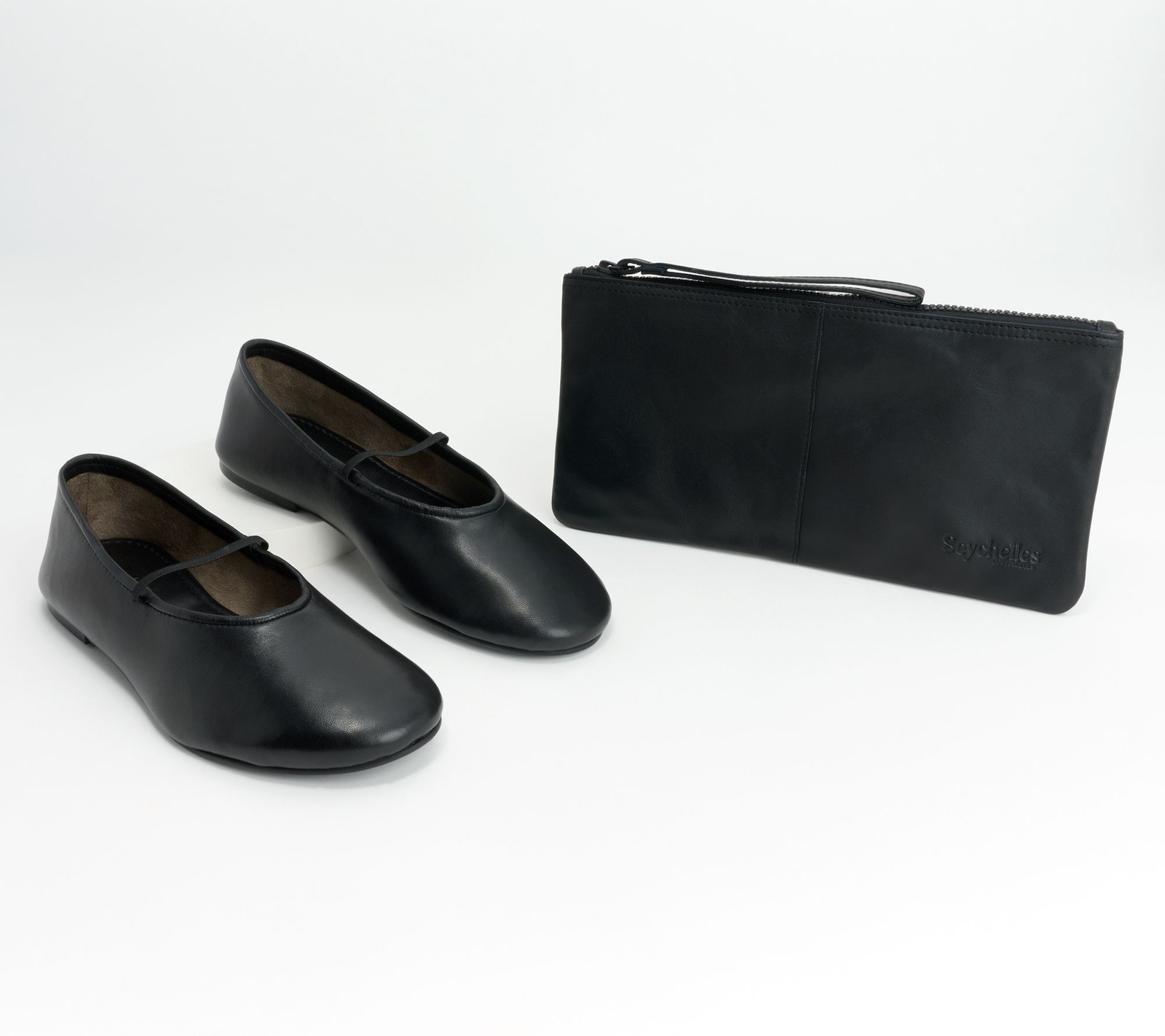 Seychelles Leather Flats & Bag - Neon Moon Black 8/M New