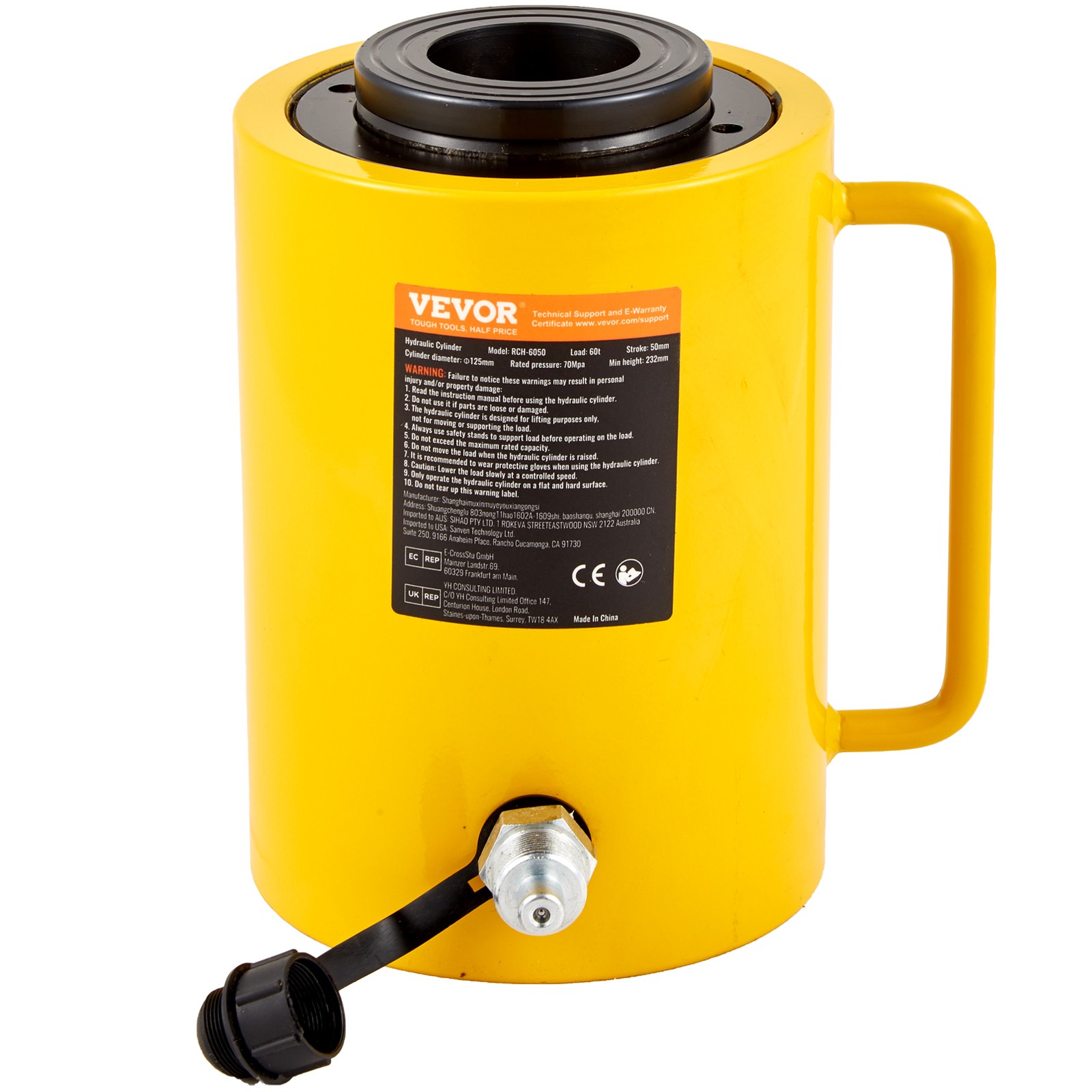VEVOR 60 Ton 50mm / 4in Stroke Hollow Plunger Hydraulic Cylinder Jack VEVOR 60 Ton 50mm / 4in Stroke Hollow Plunger Hydraulic Cylinder Jack