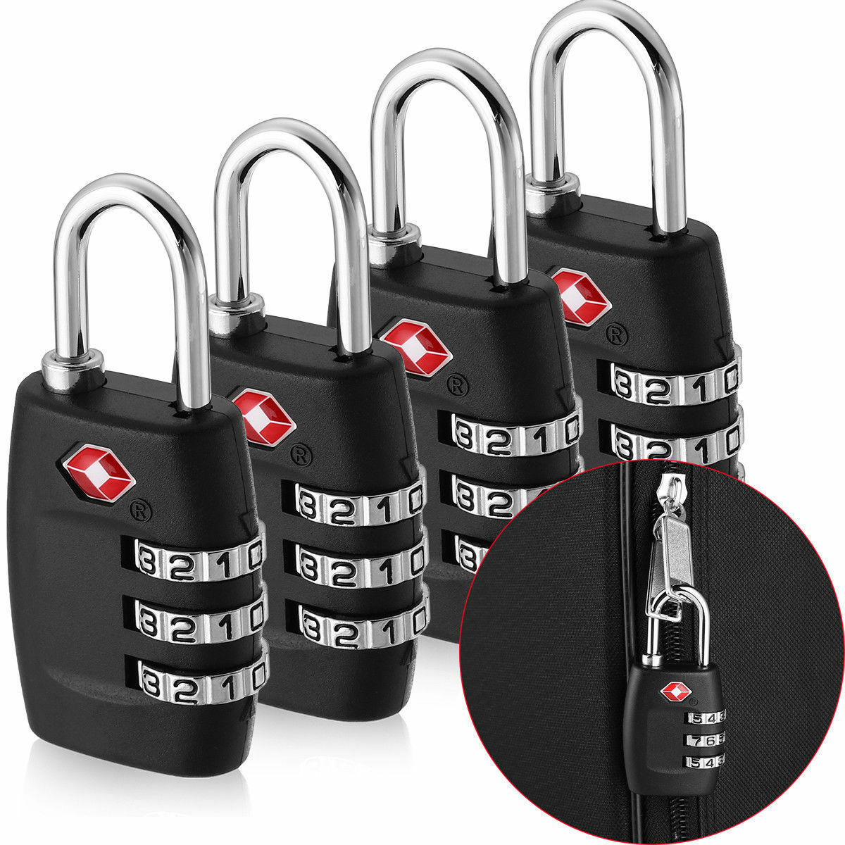 4x TSA Approved Luggage Lock Travel 3 Digit Combination Suitcase Padlock Reset 4x TSA Approved Luggage Lock Travel 3 Digit Combination Suitcase Padlock Reset