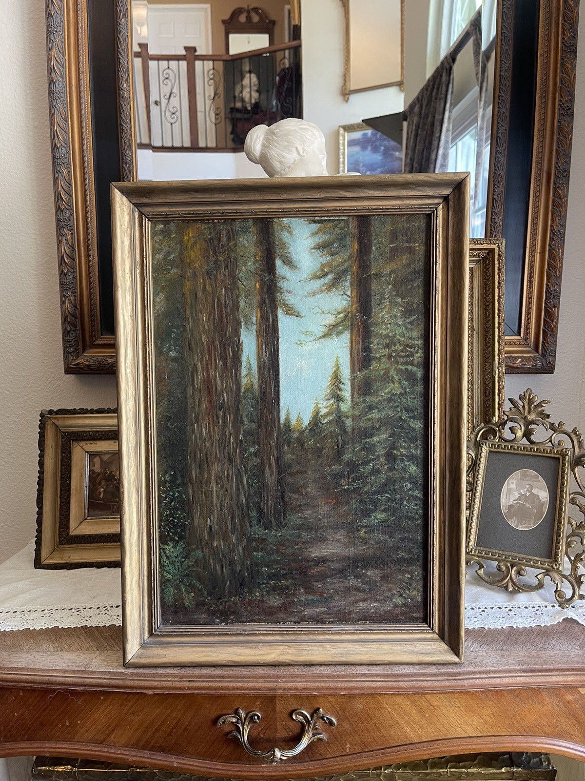 Early 20thC California Plein Air Forest Painting - Antique Oil On Board Early 20thC California Plein Air Forest Painting - Antique Oil On Board