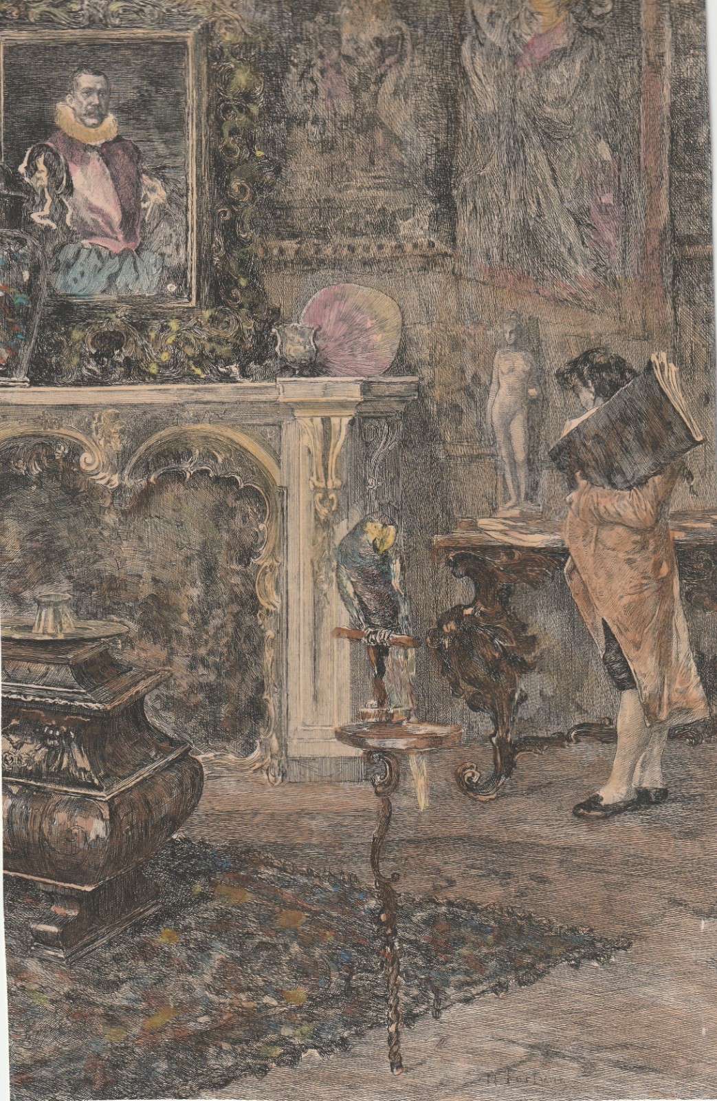 🎨 Antique Hand-Colored Etching after Mariano Fortuny – The Print Collector