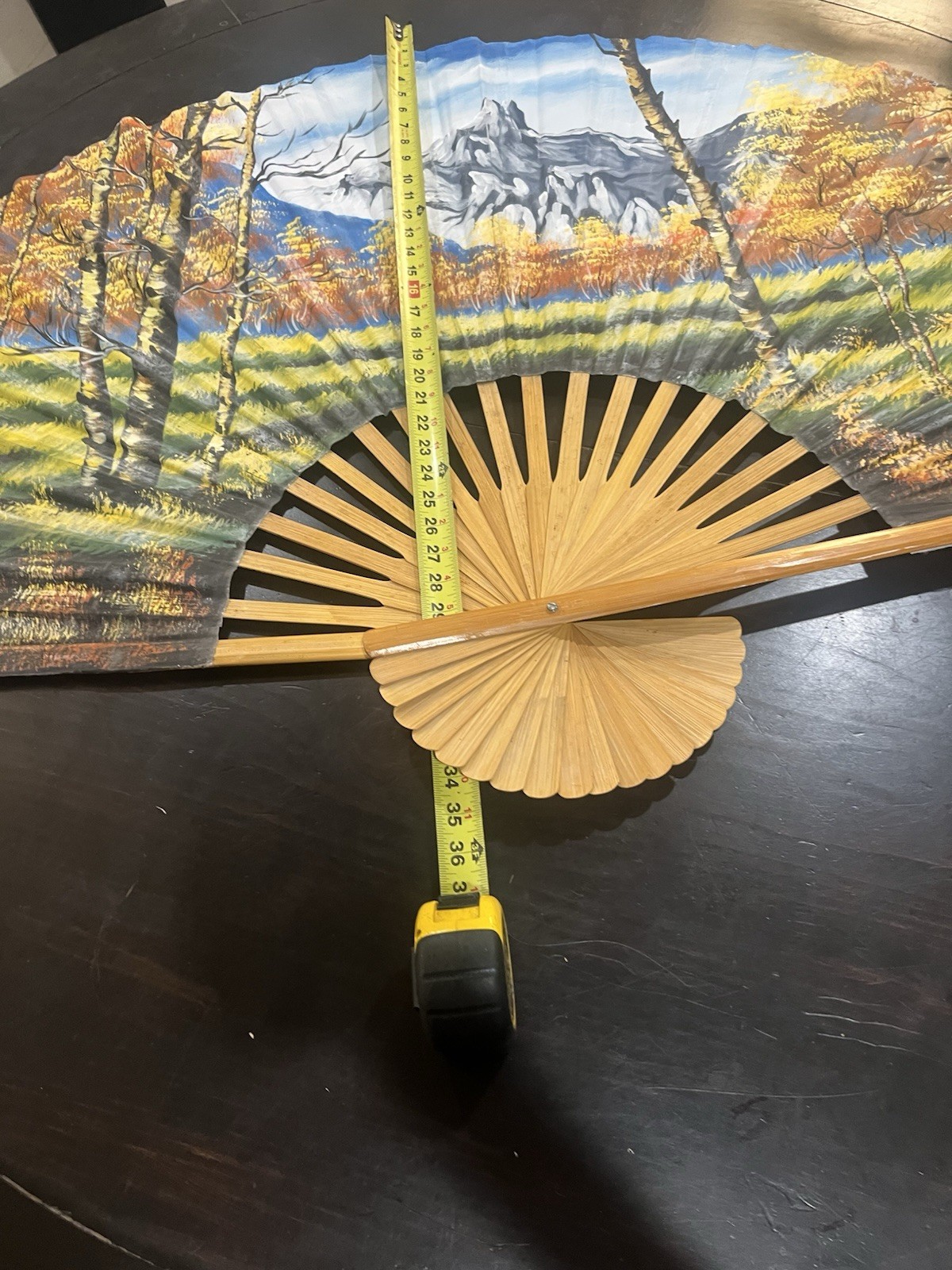 Huge Vintage Thai Folding Wall Fan Bamboo Frame Decor