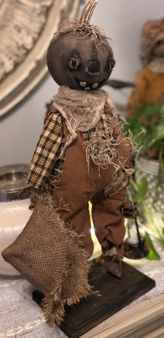 Primitive Handmade Pumpkin Head Doll Folk Art Handmade