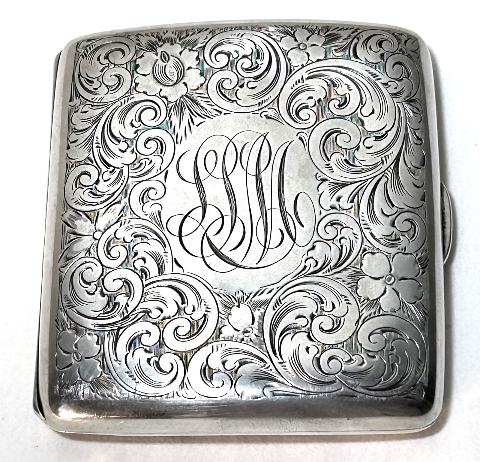 Vintage Edwardian Kerr Sterling Silver Cigarette Case Vesta Embossed Engraved