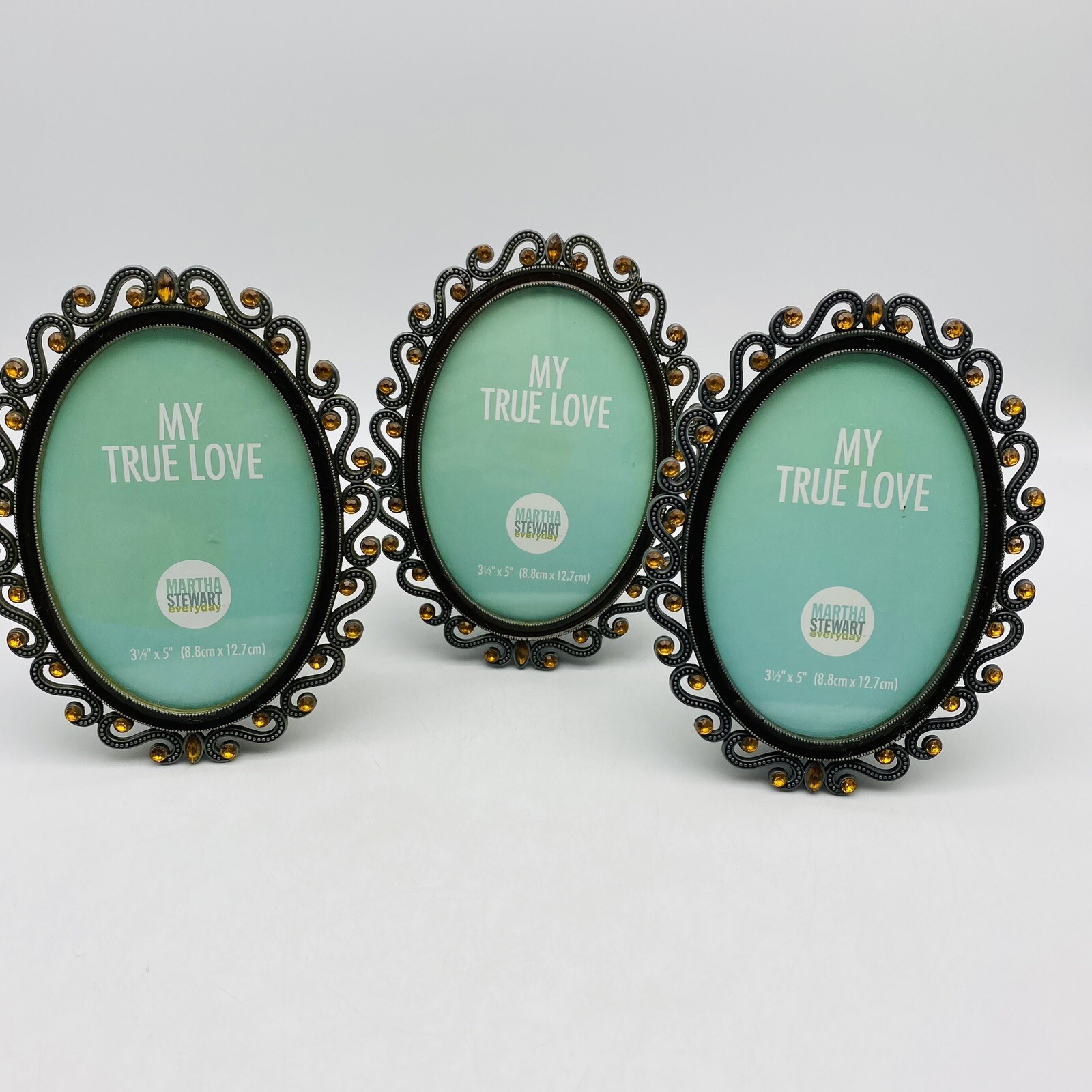Rhinestone ornate Oval Picture Frames Set Of 3 Vintage 2003