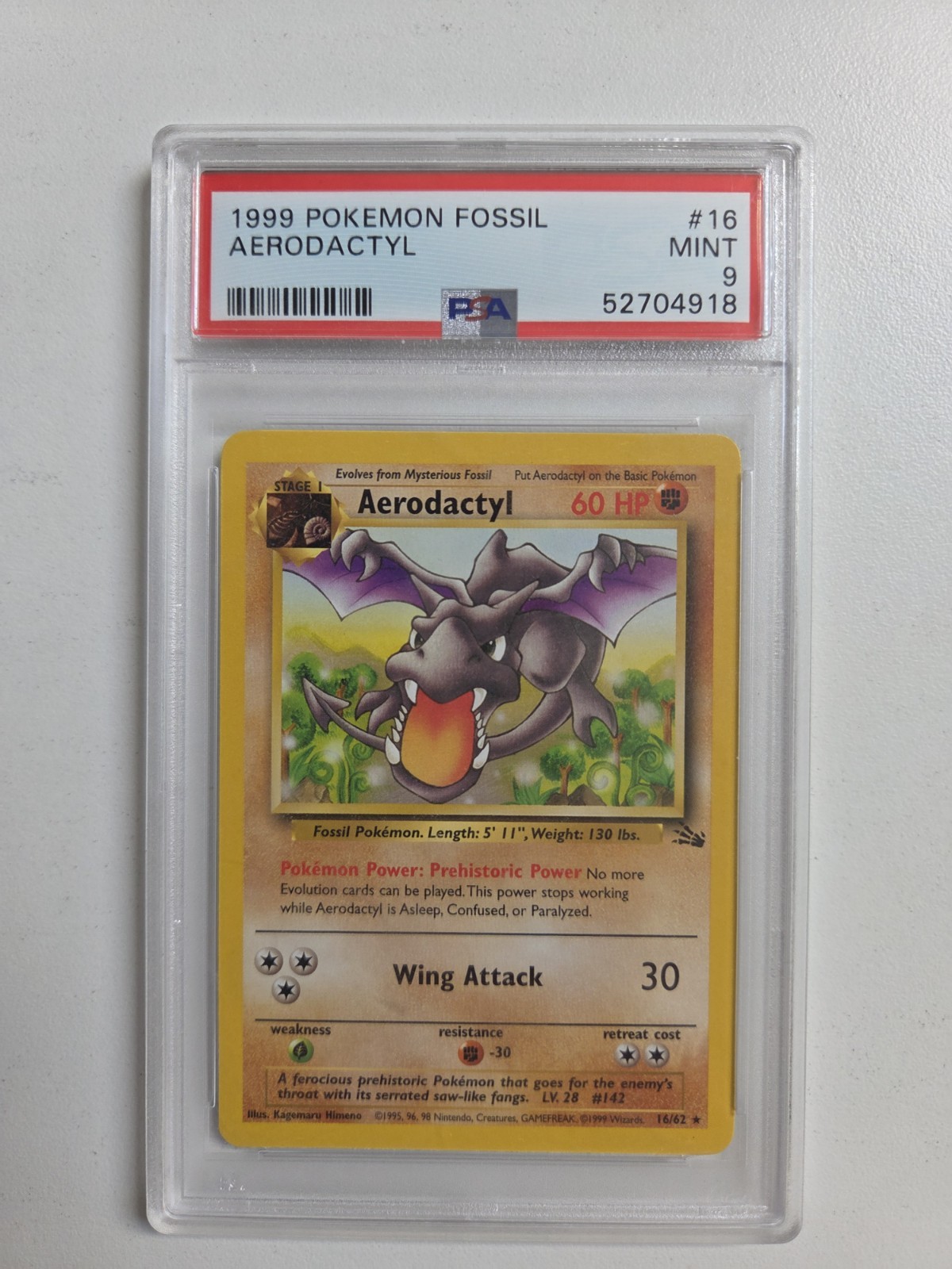 1999 POKEMON FOSSIL #16 AERODACTYL PSA 9