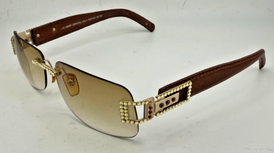 JIMMY CRYSTAL SWAROVSKI EYEGLASSES FRAMES ONLY GL756 BROWN/GOLD 50-18-140