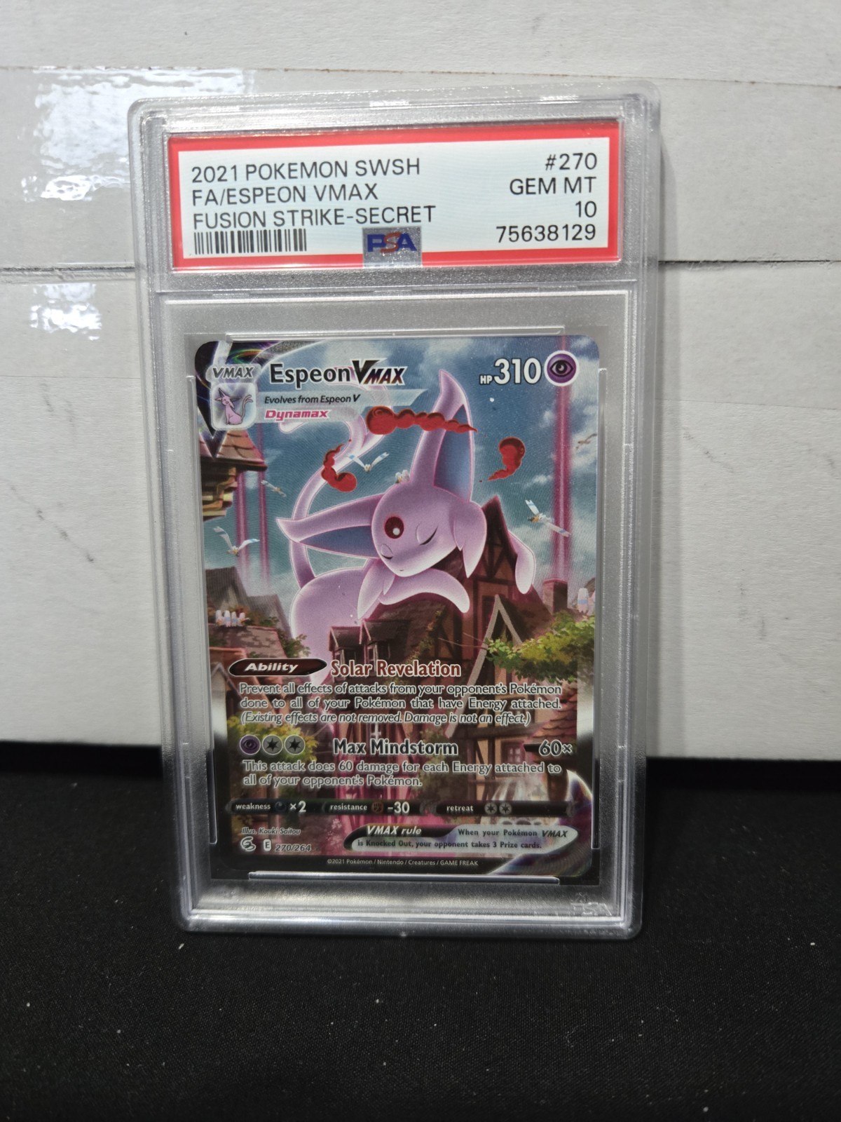 2021 POKEMON SWORD & SHIELD FUSION STRIKE SECRET FULL ART/ESPEON VMAX PSA 10