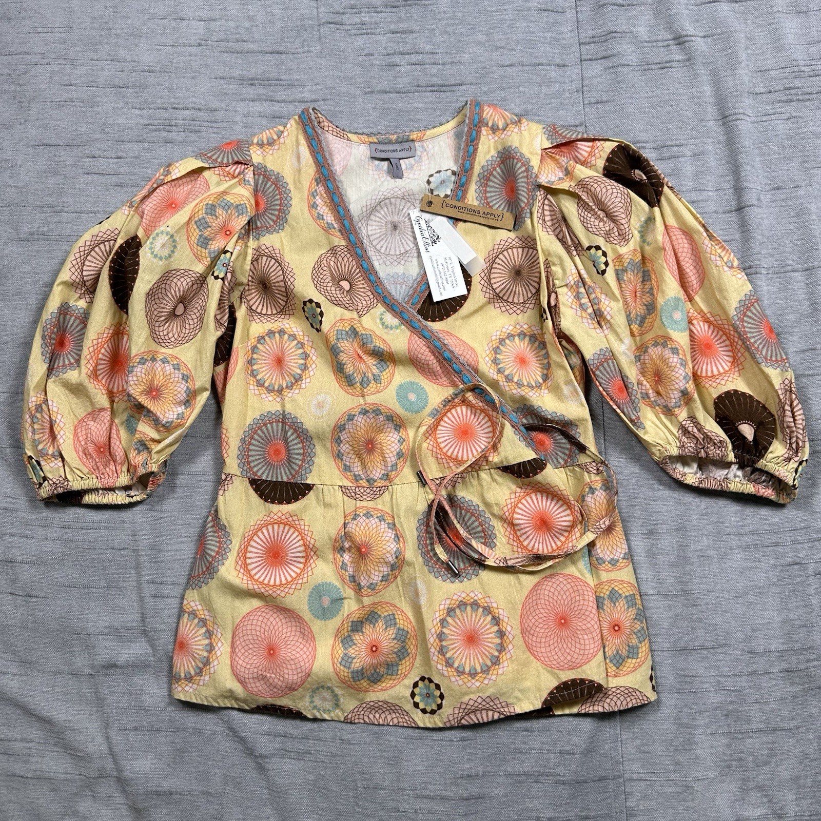 Anthropologie Conditions Apply Embroidered V-Neck Blouse Size Small NWT Anthropologie Conditions Apply Embroidered V-Neck Blouse Size Small NWT