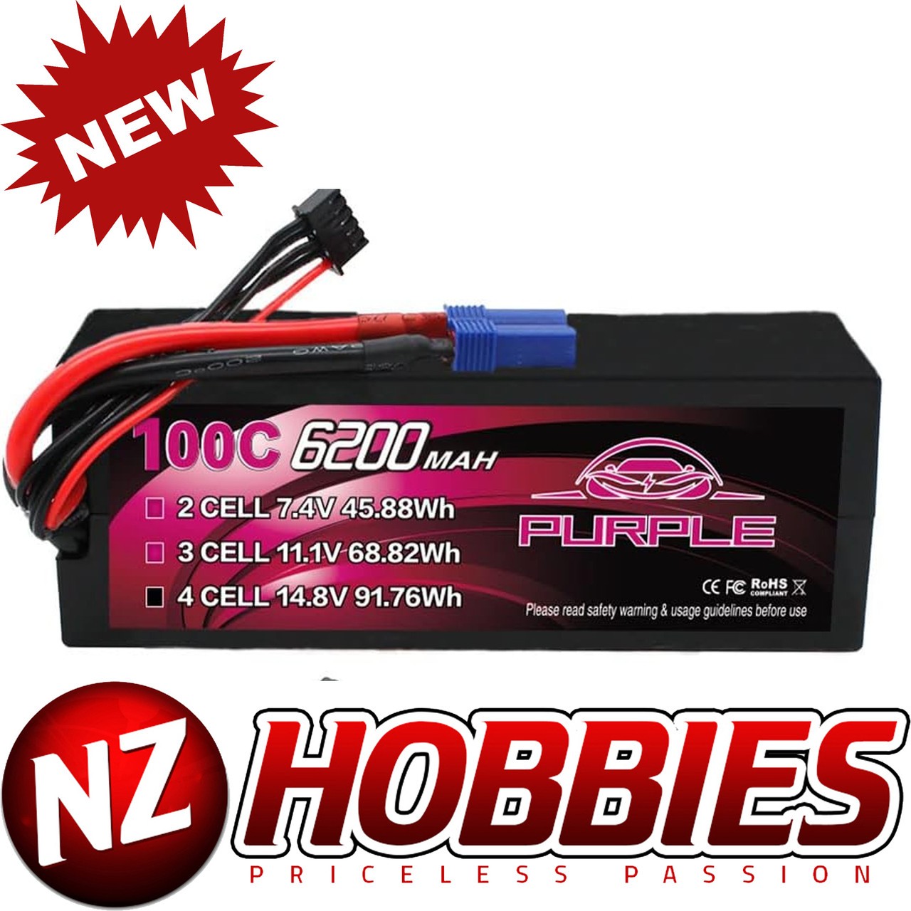 CNHL Racing Series 6200mAh 14.8V 4S 100C Lipo Battery with EC5 plug