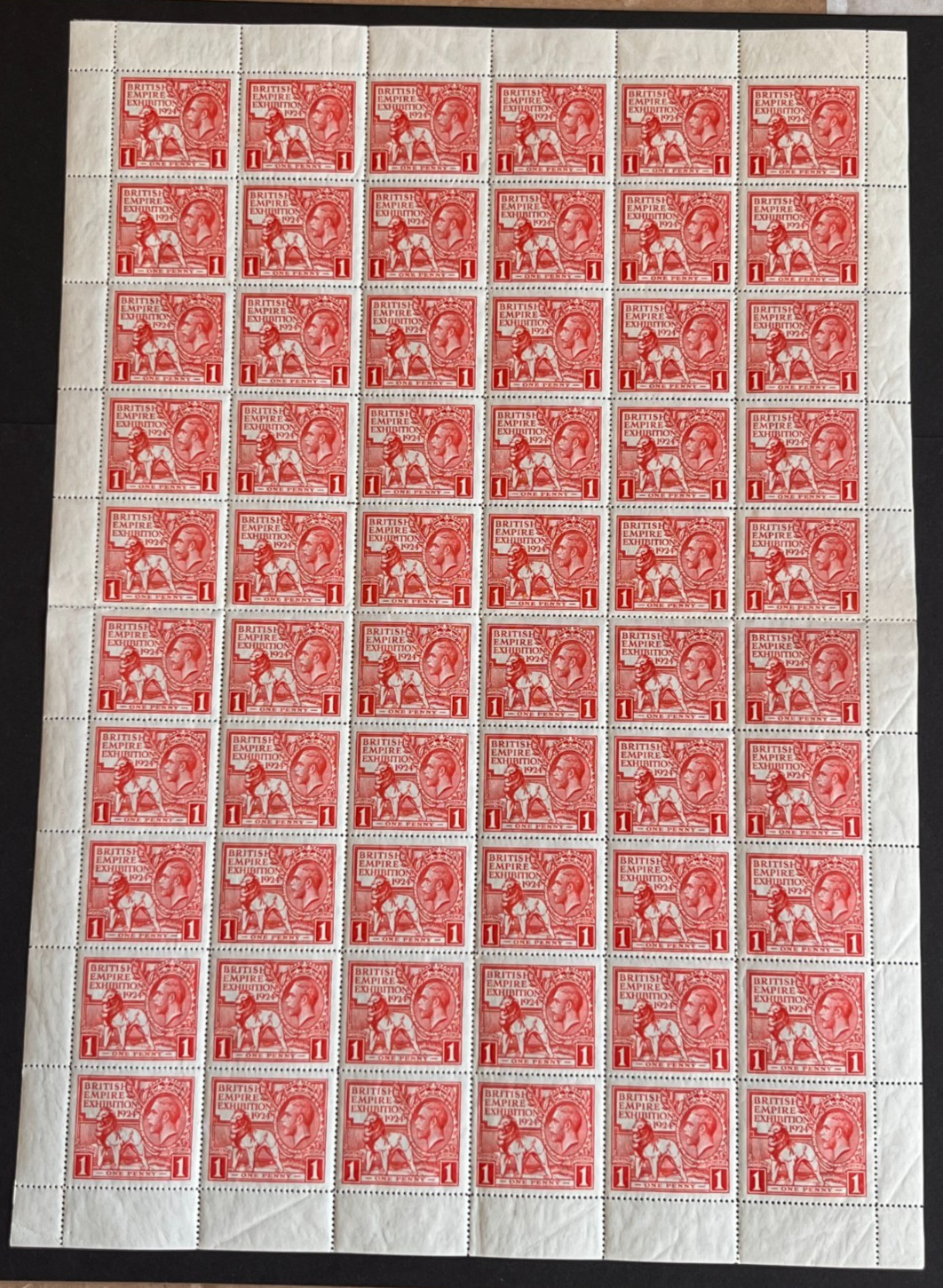 GB - 1924 WEMBLEY 1d COMPLETE SHEET OF 60 MAINLY UM(MNH) SG.430 (REF.A2)