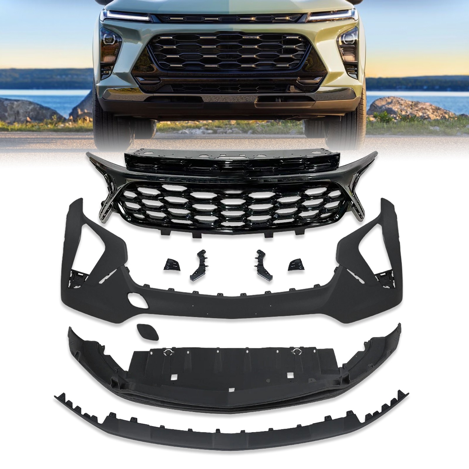 9Pcs Front Bumper Cover Grille Assembly Grill For Chevy Trax RS 2024 2025 2026