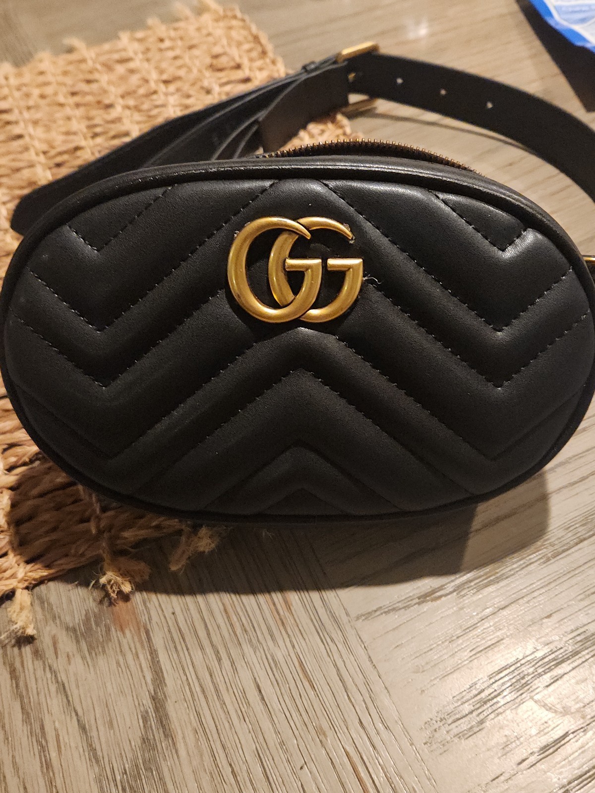 Gucci GG Marmont Matelassé Leather Belt Bag Black Gold Hardware Gucci GG Marmont Matelassé Leather Belt Bag Black Gold Hardware
