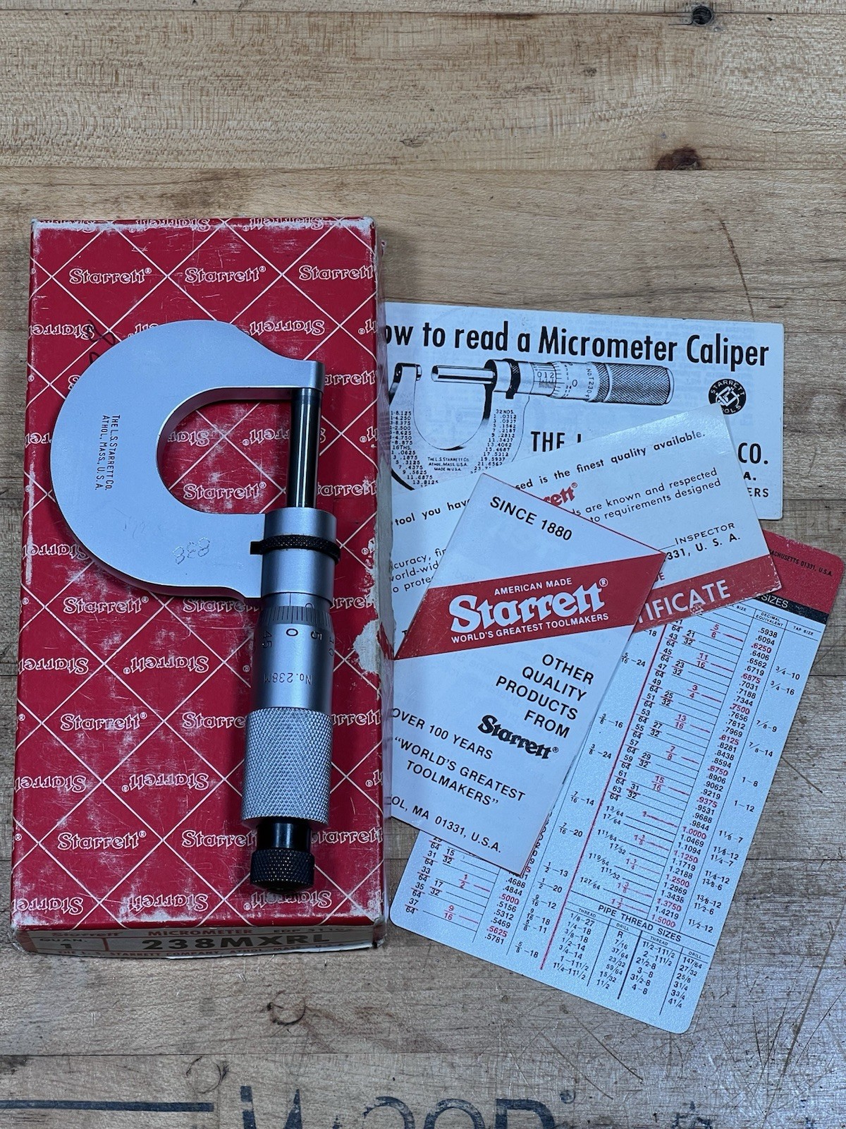 The L.S Starrett Co Ratcheting Micrometer 238MXRL EDP 51102 - USA - Carbide Face The L.S Starrett Co Ratcheting Micrometer 238MXRL EDP 51102 - USA - Carbide Face