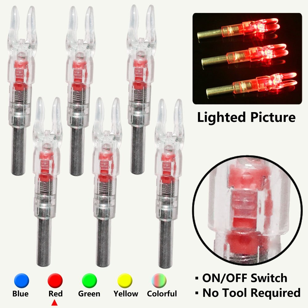 6/12Pcs Automatically LED Lighted Shooting Nocks Archery Arrow Nock Tail 6.2mm