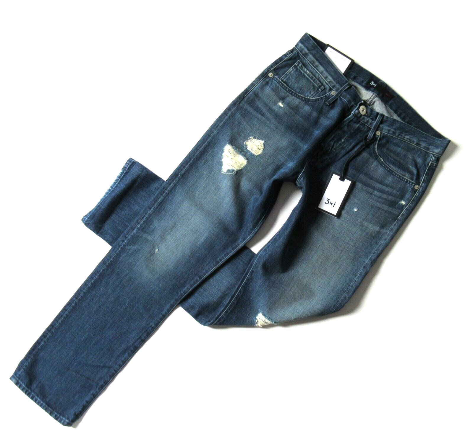 NWT 3x1 WM3 Retro Straight Leg in Vintage Ripper Destroyed Jeans 26 $255