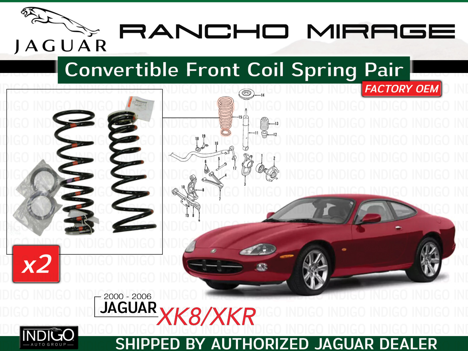 JAGUAR OEM 2001-2006 XK8 XKR Convertible Front Coil Spring Pair JLM20706