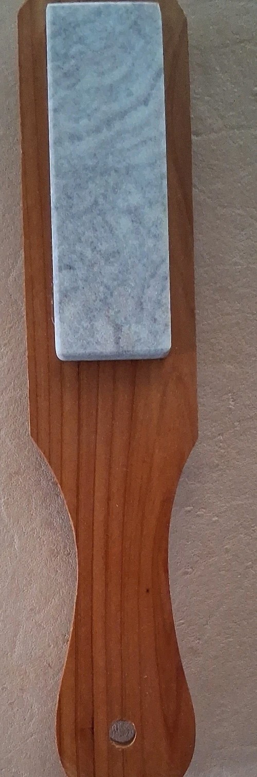 2 Arkansas Sharpening Stones On Cedar Paddle Knife Sharpener Soft & Oilstone