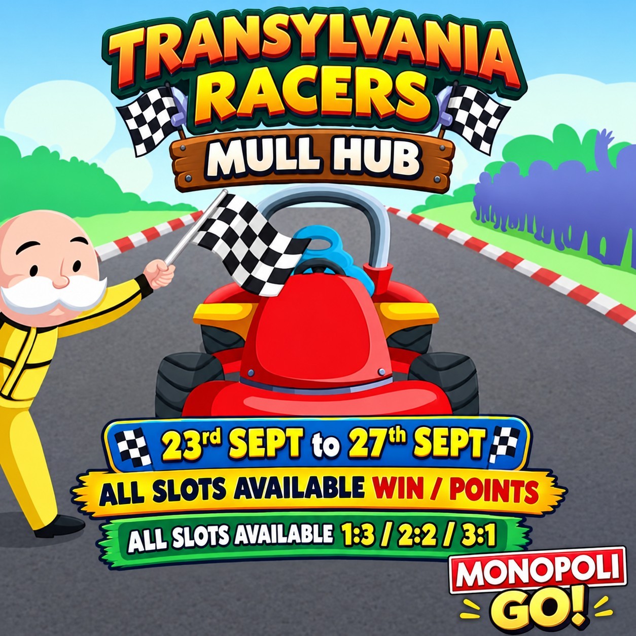 Monopoli Go Transylvania Racers Race Event