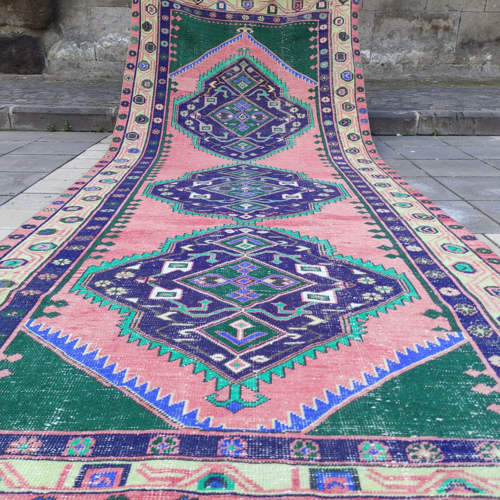 5x12 Oversized Turkish Unique rug 4.95 x 12.11 ft Vintage huge rug 151 x 369 cm