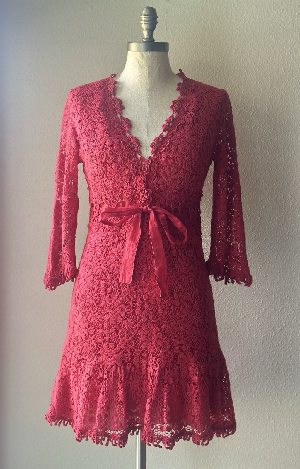 Temptation Positano Tectite Red Cotton Lace Mini Dress Size S Made in Italy Boho Temptation Positano Tectite Red Cotton Lace Mini Dress Size S Made in Italy Boho