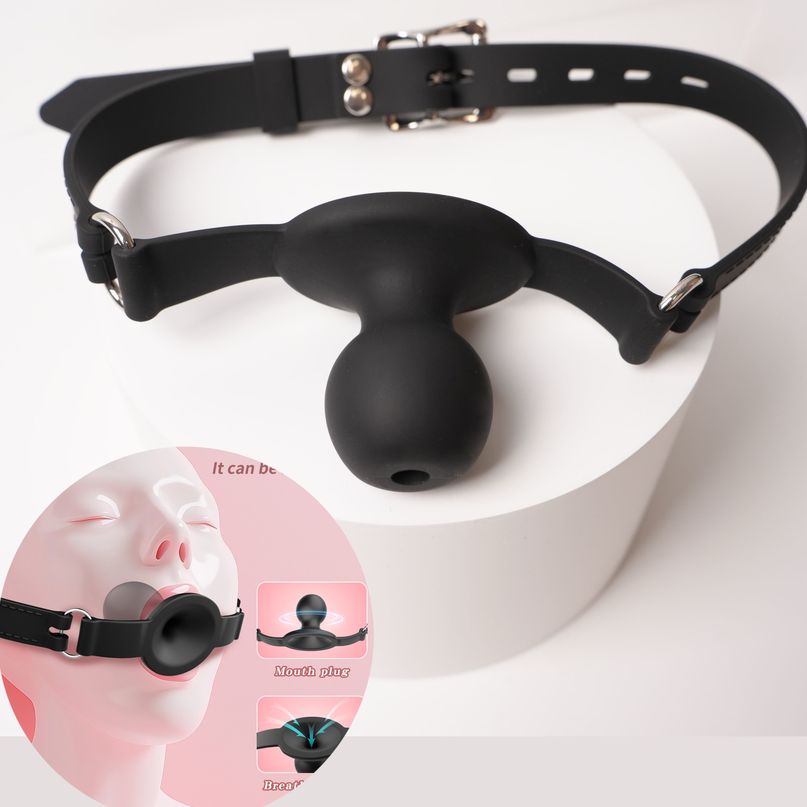 Silicone Open Mouth Ball Gag Breathable Adjustable Strap Couple Restraint