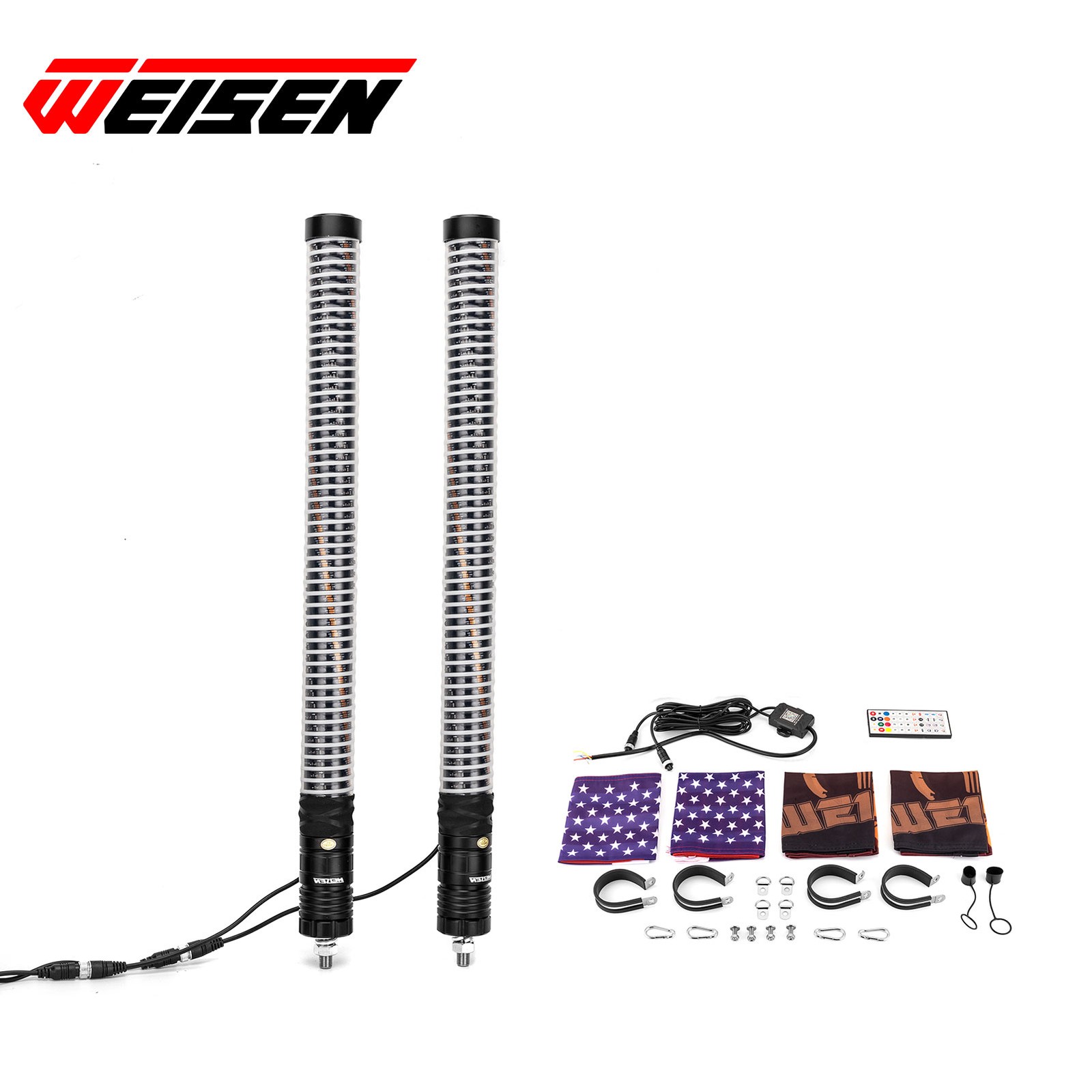 2x 2FT COB Thick LED Whip Spiral Chasing RGB Fat Whip Lights For Can Am Polaris