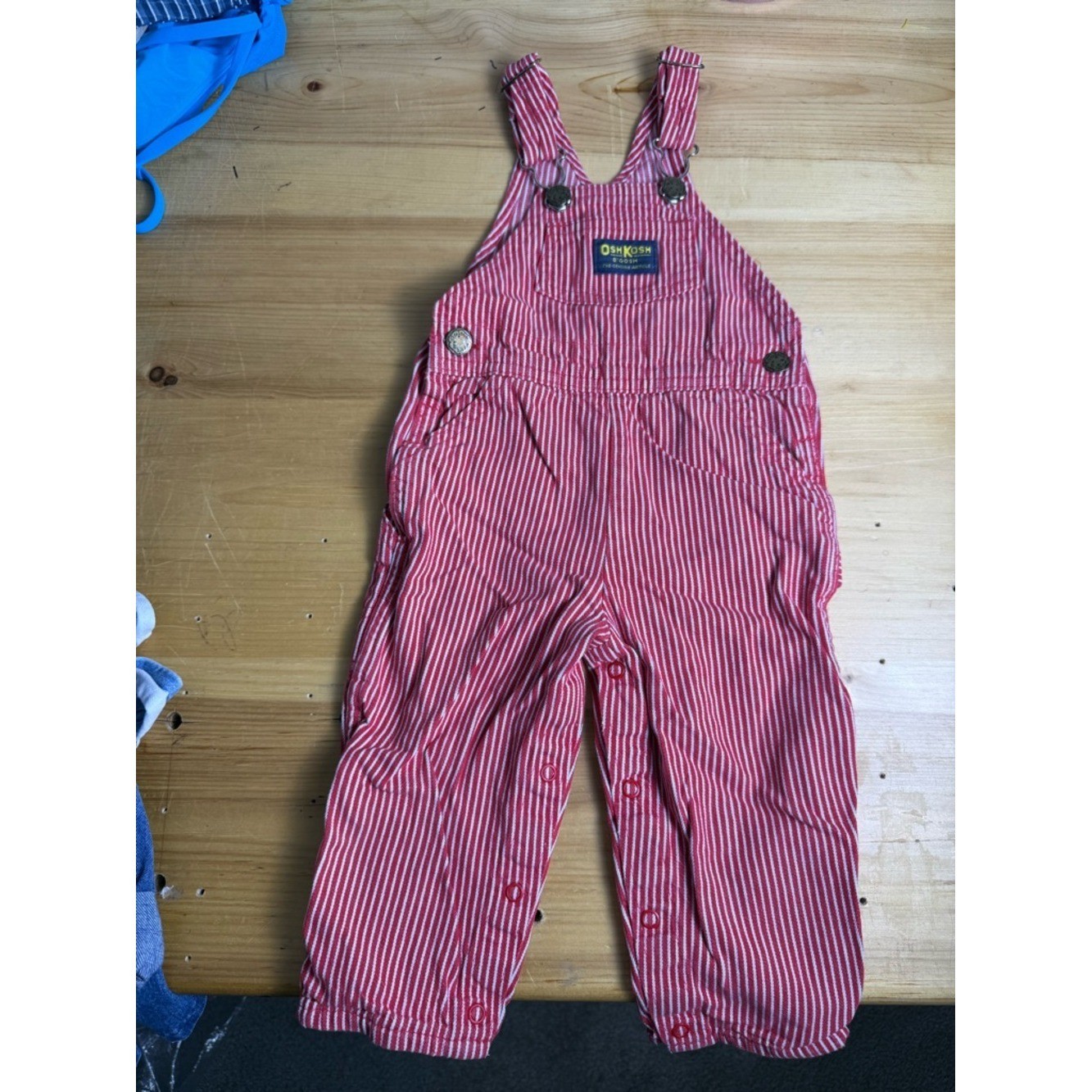 Vintage Oshkosh B\'gosh Cotton Overalls, Train Conductor Red White Stripe 24M