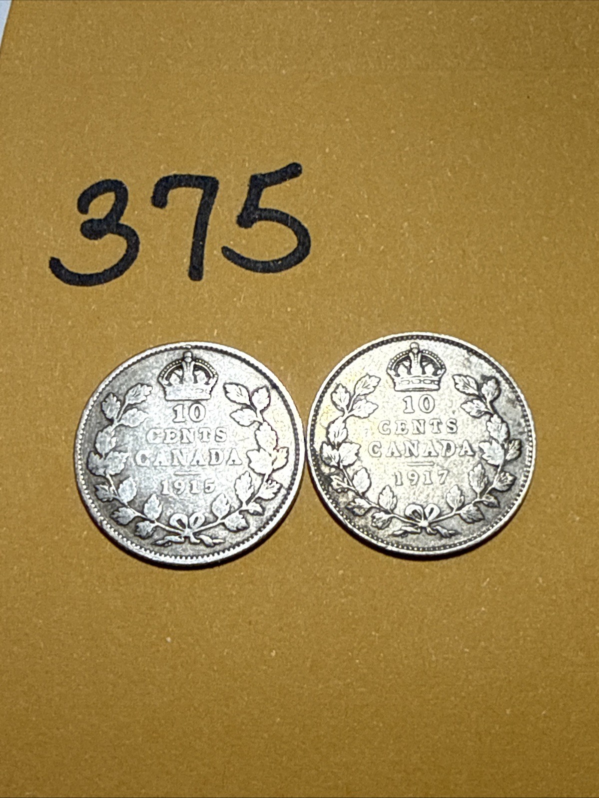 1915 & 1917 Canada Dime - Sterling 92.5% Silver - World Coins