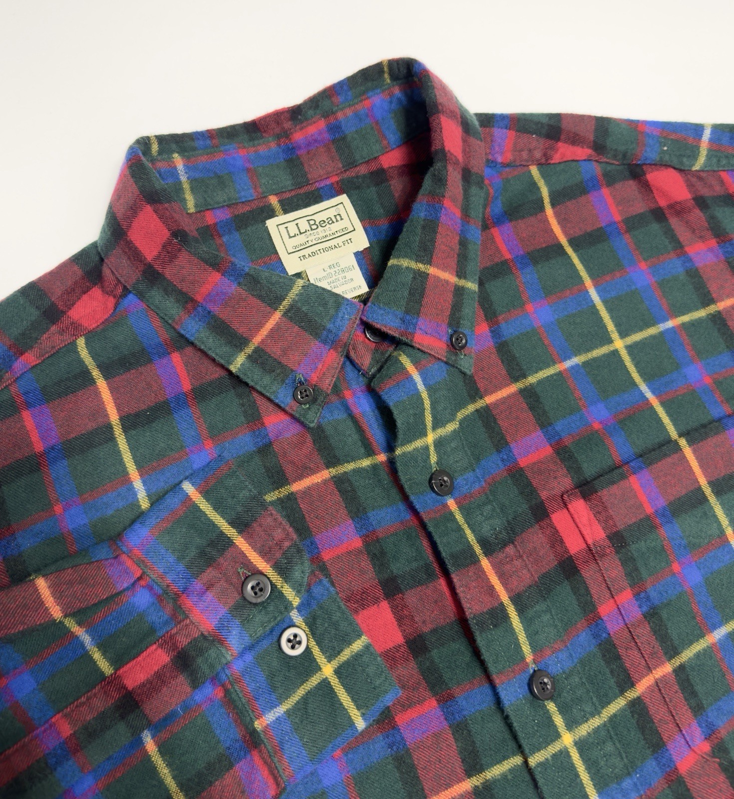 L.L.Bean Mens Scotch Plaid Flannel Shirt Traditional Fit Chamois Multicolor Sz L