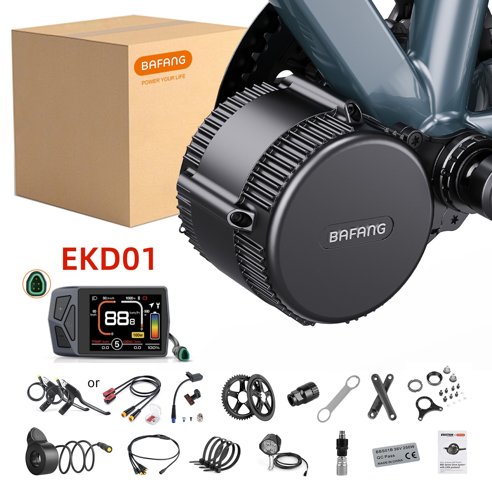 BAFANG BBS02B 48V 750W 68-100mm Mid Drive Motor DIY Ebike Conversion Kit USA