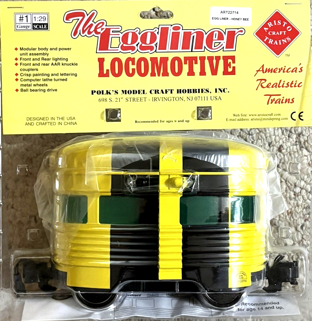 NEW Aristocraft G Scale Honey Bee Eggliner Locomotive (ART22714-Hard To Find) NEW Aristocraft G Scale Honey Bee Eggliner Locomotive (ART22714-Hard To Find)