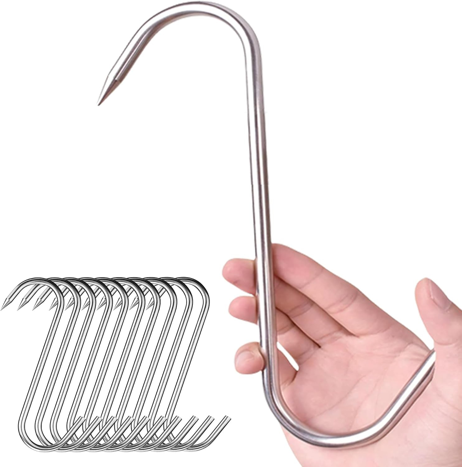 8 Inch Meat Hook Heavy Duty Stainless Steel Butcher Hooks for Hanging Beef,10 Pa 8 Inch Meat Hook Heavy Duty Stainless Steel Butcher Hooks for Hanging Beef,10 Pa
