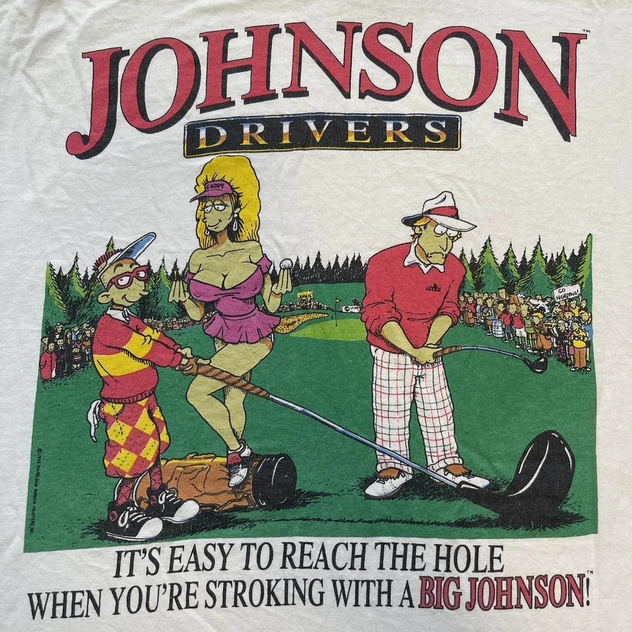 Big Johnson Johnson Drivers 90s Retro style White T shirt Heavy Cotton 