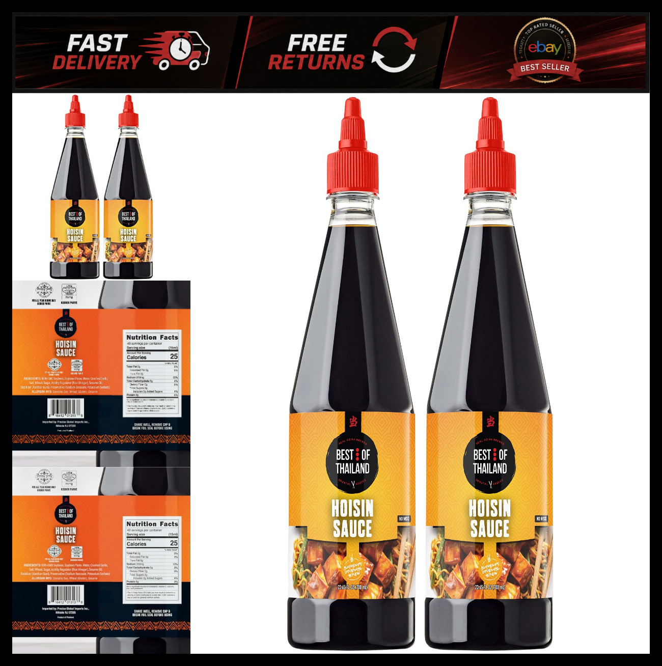 Authentic Thai Hoisin Sauce - No MSG, Fat-Free, Kosher - 2 Pack, 23.65 Fl Oz Authentic Thai Hoisin Sauce - No MSG, Fat-Free, Kosher - 2 Pack, 23.65 Fl Oz